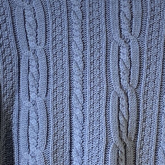 Baxter Wells Blue Cable Knit Turtleneck Sweater Womens Size XL Vintage - Picture 3 of 5